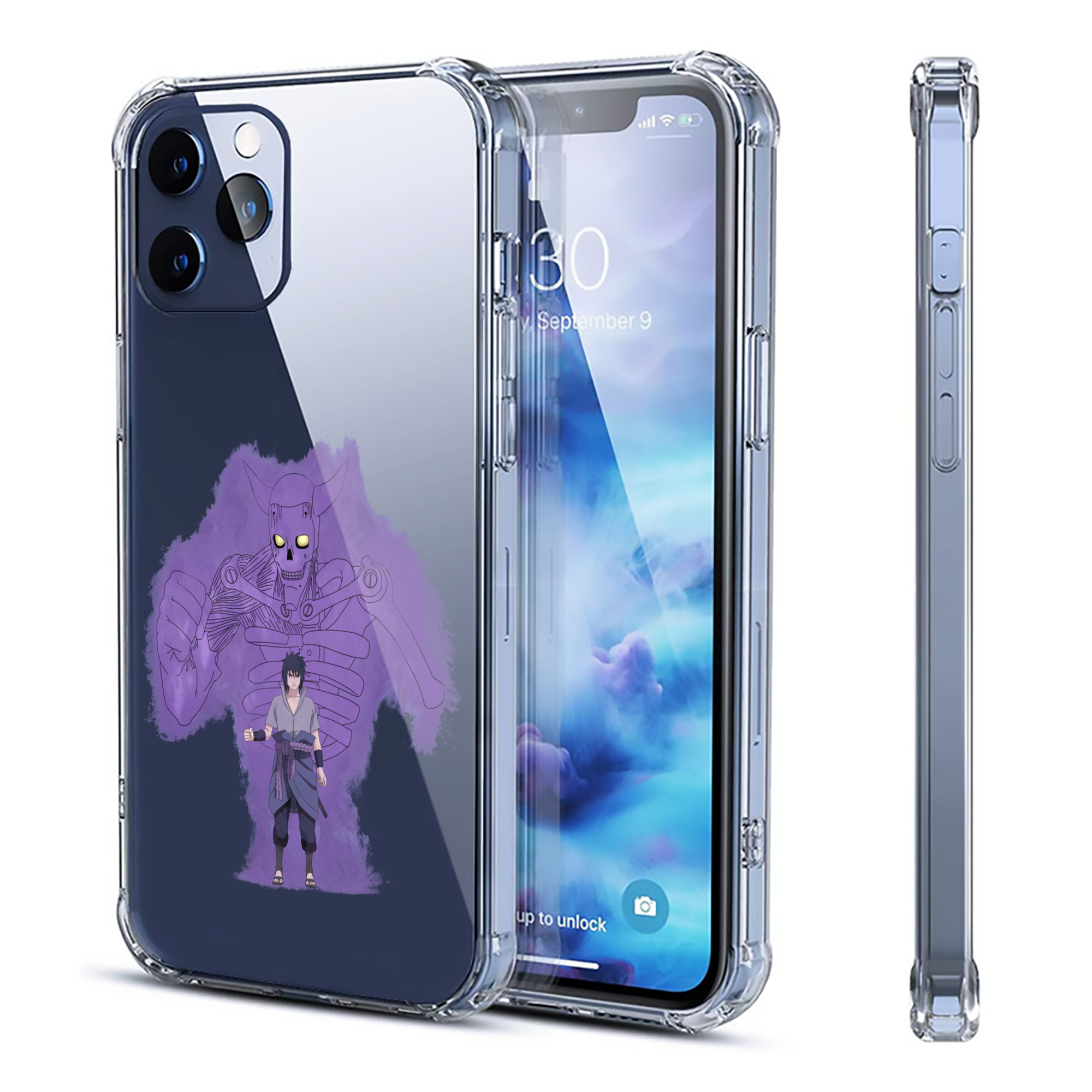 （画像用） NARUTO -ナルト- うちは サスケ Uchiha Sasuke 【iPhone 12シリーズ対応】透明スマホケース（クリアソフトケース）
